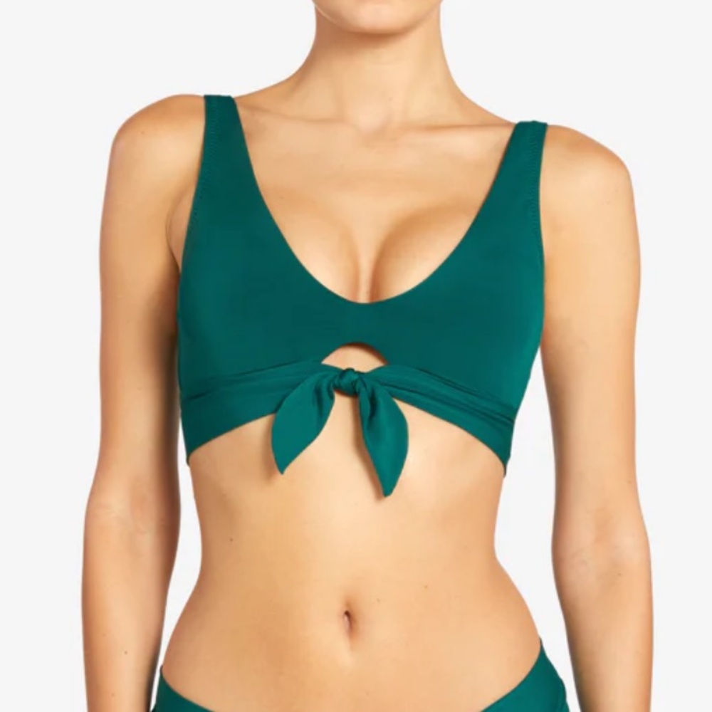 Robin Piccone Teal Tie-Front Bikini Top